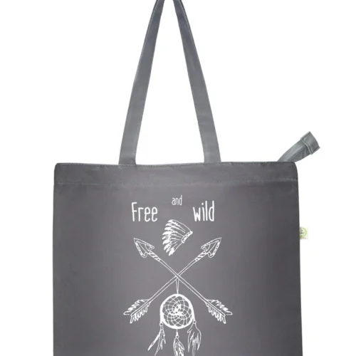 Brownliving Premium Eco Friendly Tote Bags with Zip Free ad Wild Grey