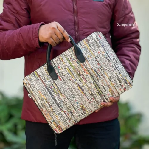 Brownliving upcycled laptop bag- Handloom Textile Minimalist