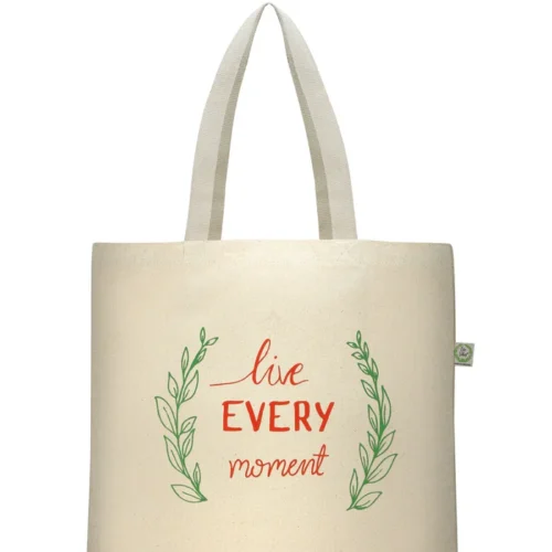 Brownliving Premium Cotton Travel Bags Live Every Moment White