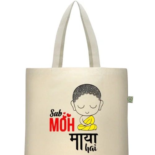 Brownliving Canvas Bags - Sab Moh Maya Hain White