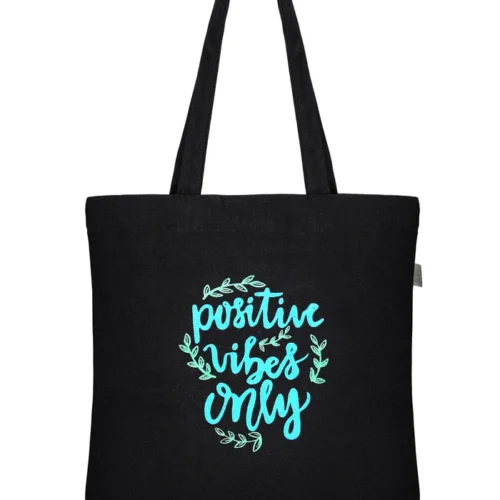 Brownliving Eco-Friendly Cotton Bags - Positive Vibes Black/White