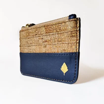 Brownliving Iris Cork and Apple leather card holder - Navy Blue