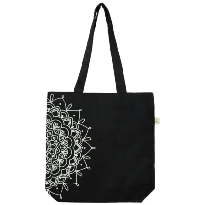 Brownliving Premium Cotton Canvas Tote Bag - Mandala Black/White