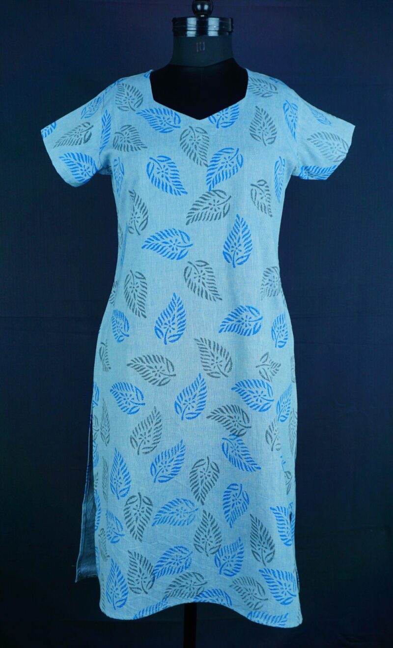 Desi Hand Block Printed Cotton Kurta with Natural dye - Indigo