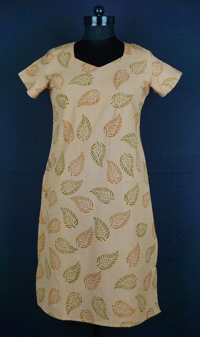 Desi Hand Block Printed Cotton Kurta with Natural dye - Arecanut