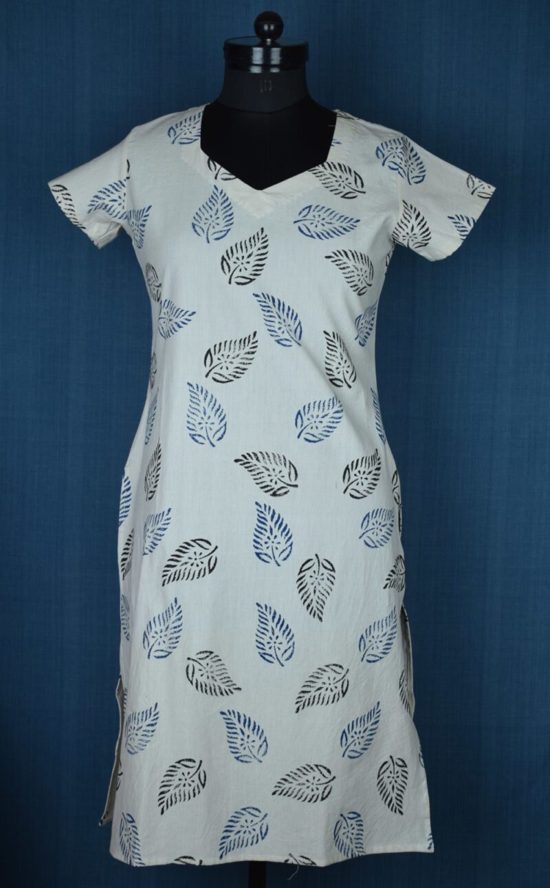 Desi Hand Block Printed Cotton Kurta with Natural dye - Natural Yarn