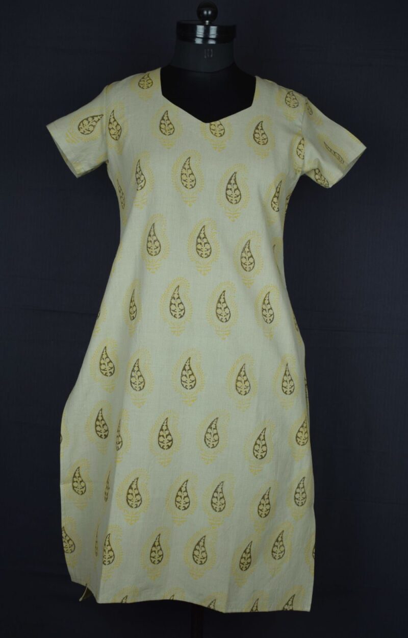 Desi Hand Block Printed Cotton Kurta with Natural dye - Pomegranate Peel