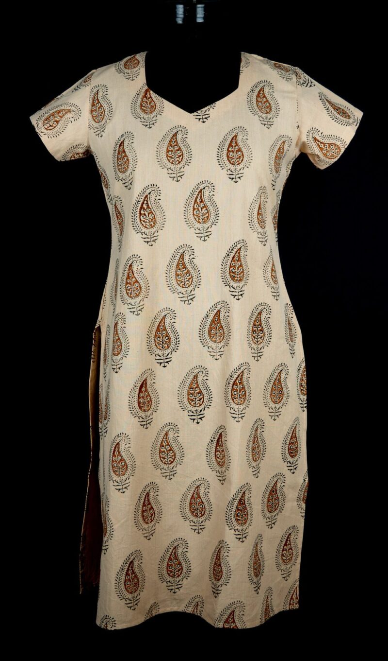 Desi Hand Block Printed Cotton Kurta with Natural dye - Madder + Arecanut