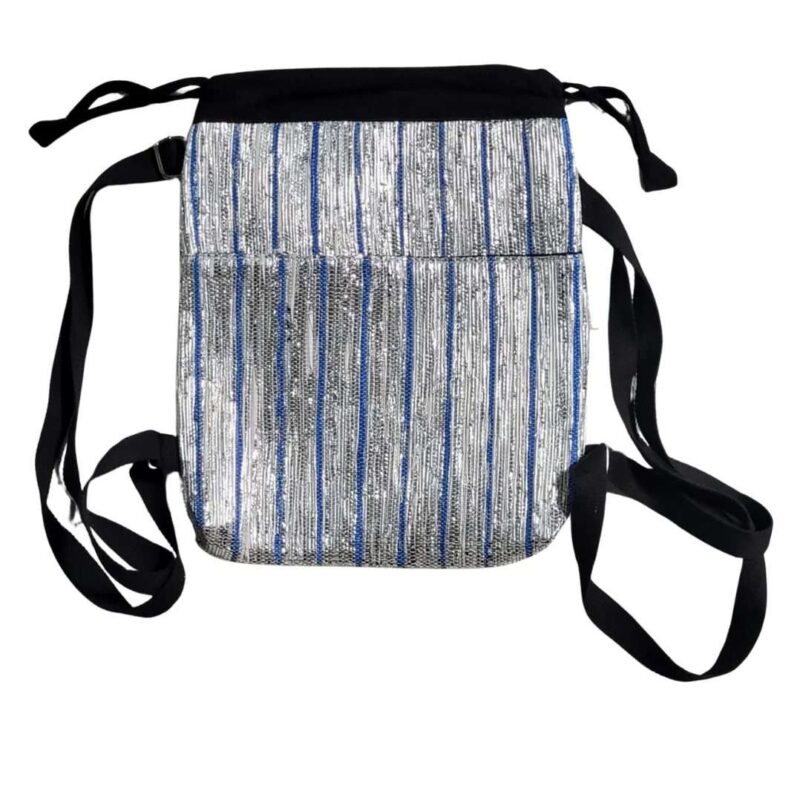 EcoKaari Upcyled Handwoven Backpack Light Multicolor Blue