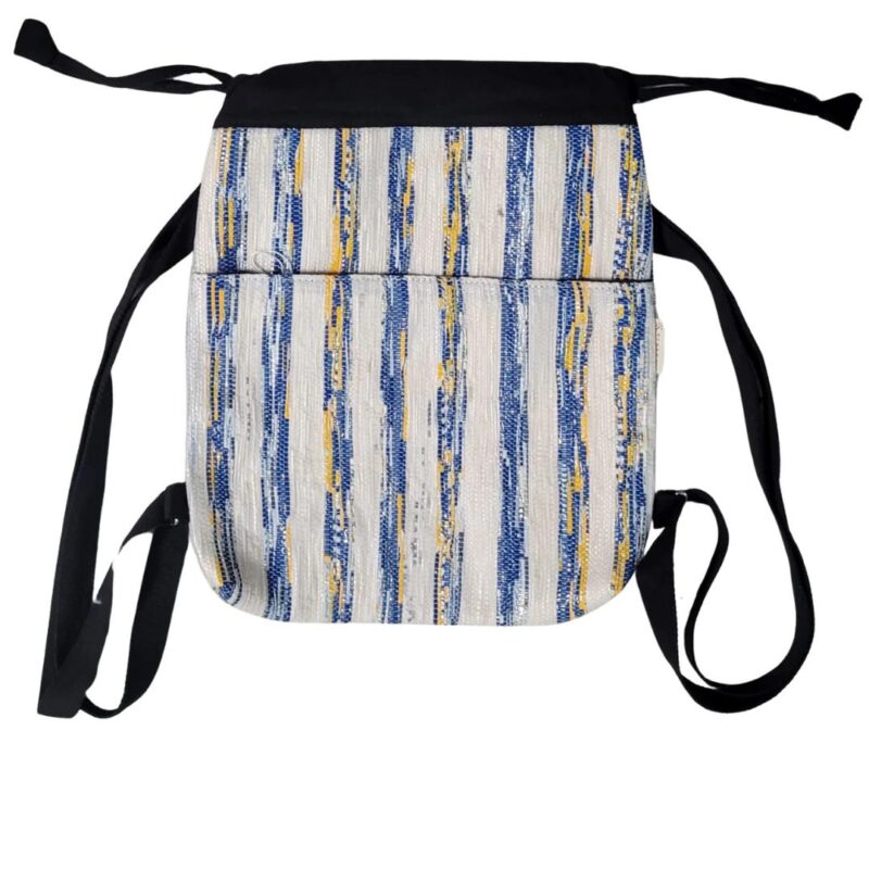 EcoKaari Light Upcycled Plastic Backpacks Blue-Yellow-Cream