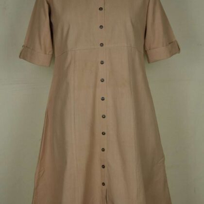 Collared Dress with Half Sleeves Arecanut