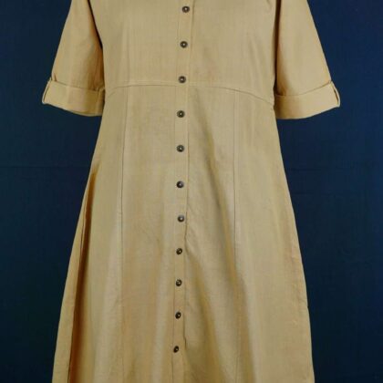 Collared Dress with Half Sleeves Madder + Arecanut