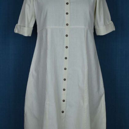 Collared Dress with Half Sleeves Natural Yarn