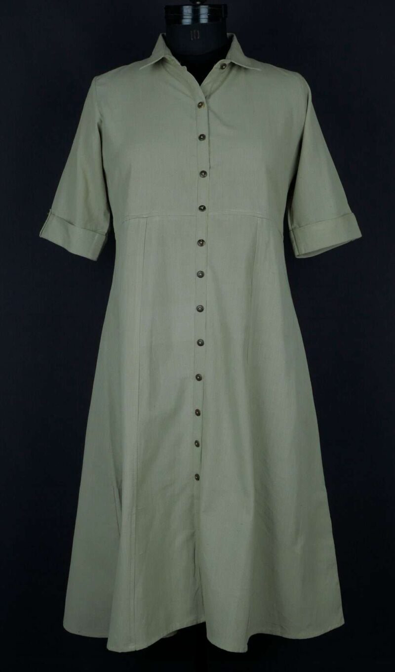 Collared Dress with Half Sleeves Pomogranate Peel