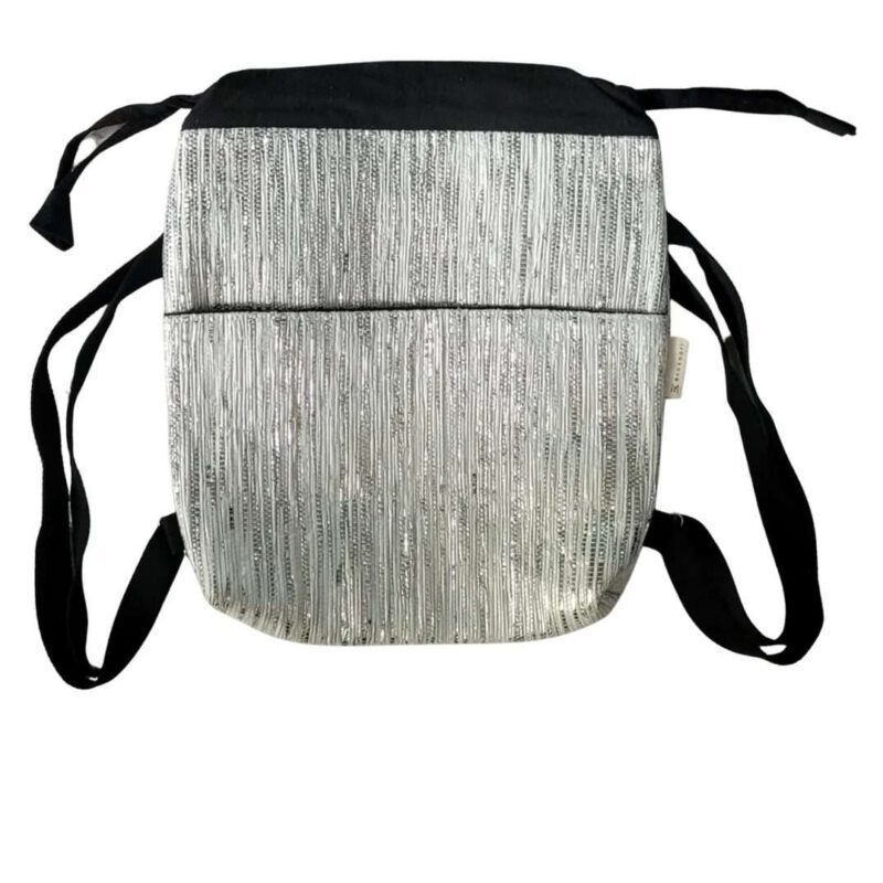 EcoKaari Upcyled Handwoven Backpack Light Multicolor Silver