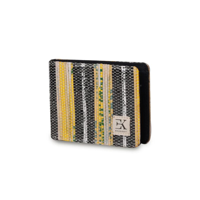 Handkrafted Upcycled EkoKaari Wallet - Yellow and Black